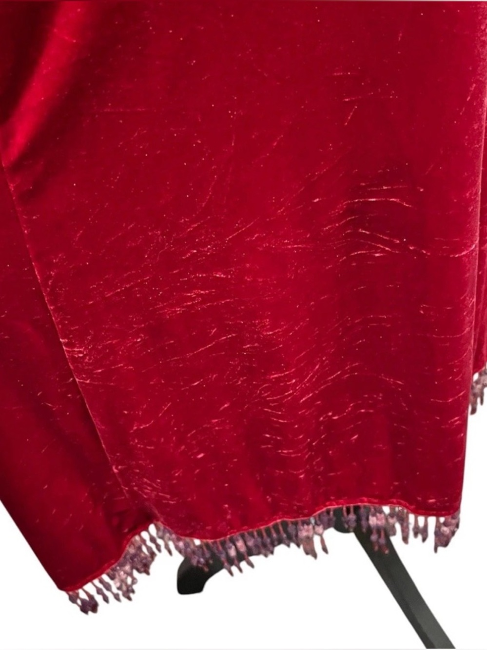 Vintage Betsey Johnson New York Velvet Beaded Fringe Slip Dress M FLAW - Picture 9 of 15